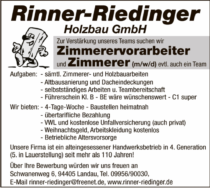RinnerRiedinger Holzbau ZimmererTreffpunkt