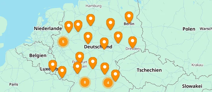Übersichtskarte mit den Jobangeboten