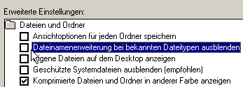 Namenerweiterungen anzeigen
