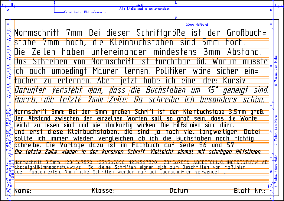 Normschriftblatt