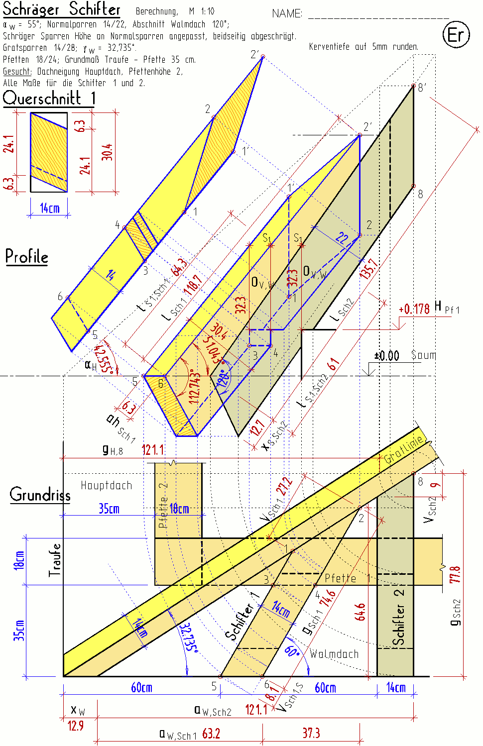 Zeichnung mit Lösungen