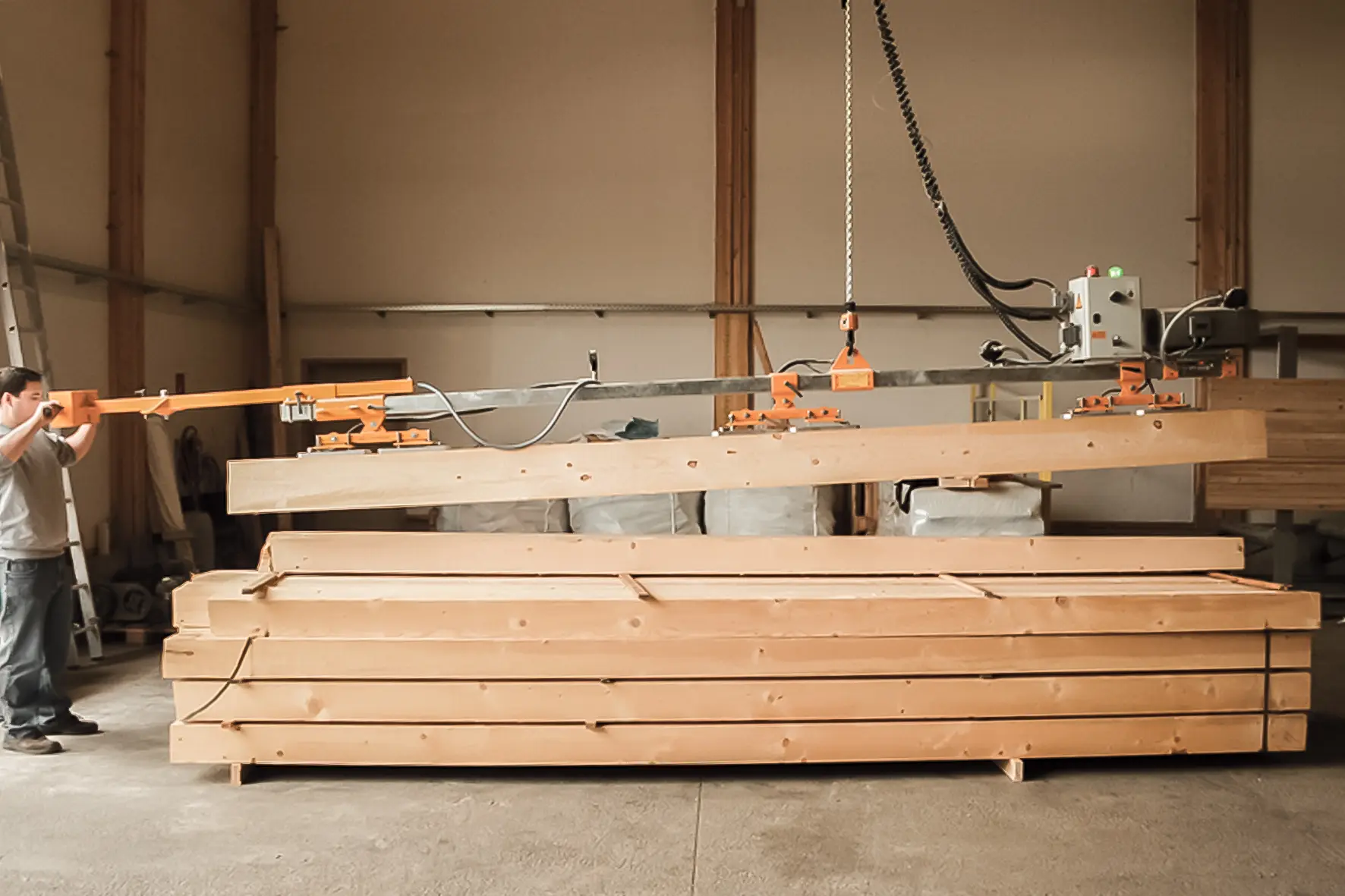 Manuelles Handling mit Vakuum-Balkenheber eT-Hover-panel